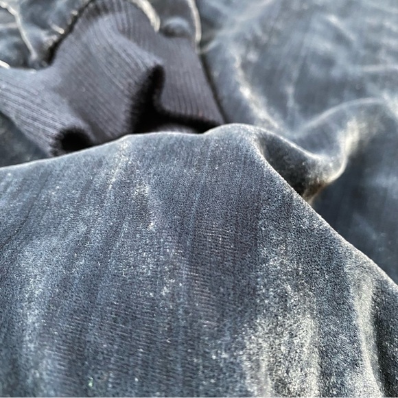 Rebecca Taylor Blue Velvet W/ Silk Piping Crewneck 5” Zip Back Top/Sweatshirt - Picture 2 of 7